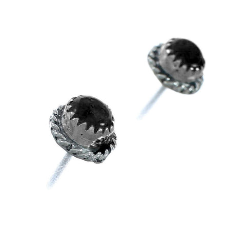 Navajo Sterling Silver Onyx Post Earrings SX10088